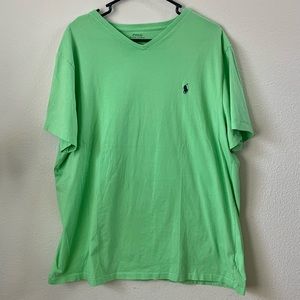 Green V-Neck Polo by Ralph Lauren Mens Tee